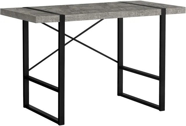 COMPUTER DESK - 48"L / GREY CONCRETE-LOOK / BLACK METAL