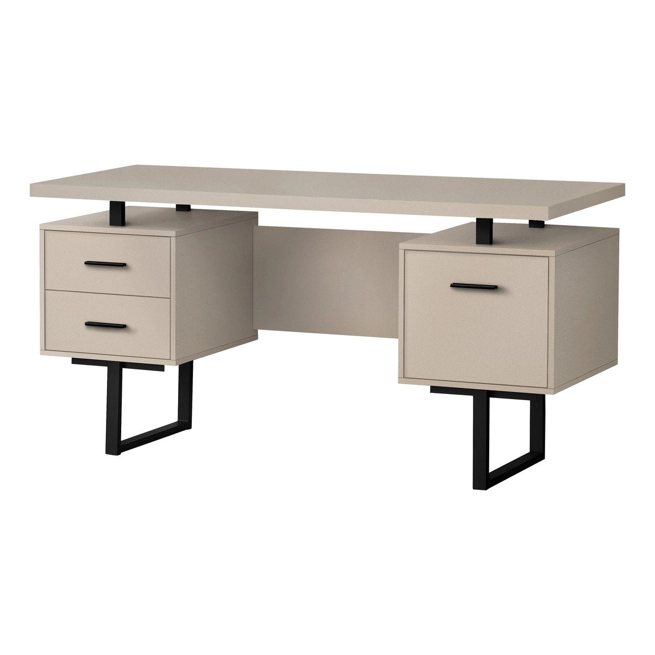 BUREAU D'ORDINATEUR - 60"L / TAUPE MODERNE / METAL NOIR