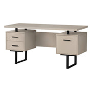 BUREAU D'ORDINATEUR - 60"L / TAUPE MODERNE / METAL NOIR