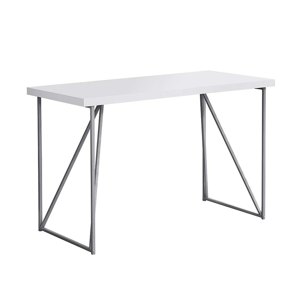 BUREAU D'ORDINATEUR - 48"L / BLANC / METAL ARGENT