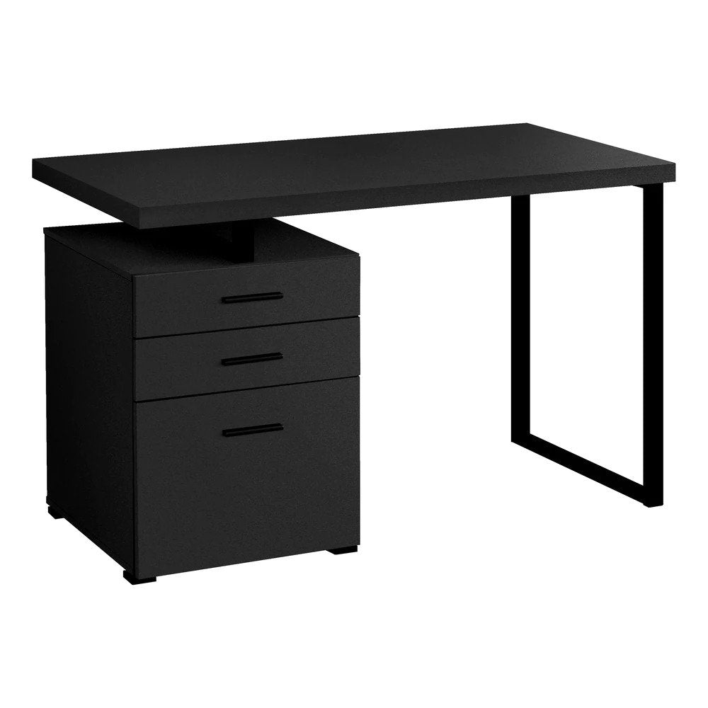 BUREAU D'ORDINATEUR - 48"L / GRIS MODERNE / METAL NOIR / G/D