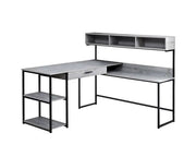 BUREAU ORDINATEUR - COIN MÉTAL GRIS / NOIR