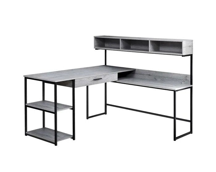 BUREAU ORDINATEUR - COIN MÉTAL GRIS / NOIR