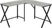 BUREAU D'ORDINATEUR - 55"L / DESSUS GRIS / COIN METAL NOIR
