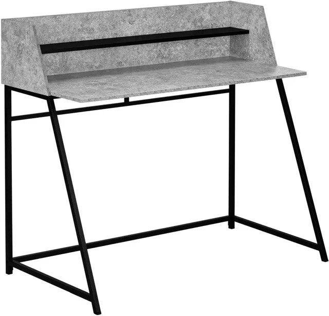 BUREAU D'ORDINATEUR - 48"L / SIMILI PIERRE GRIS / METAL NOIR