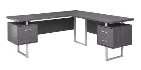 BUREAU D'ORDINATEUR - 70"L / GRIS ORIENTATION GAUCHE OU DROITE