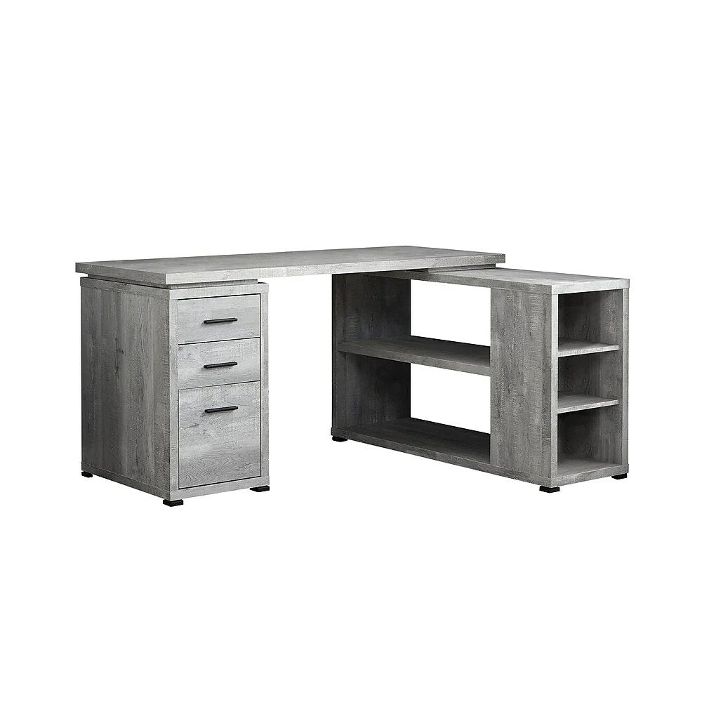 BUREAU D'ORDINATEUR - BOIS DE RÉCUPÉRATION GRIS COIN G/D