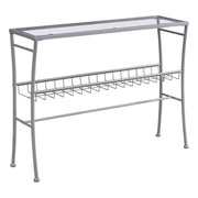 TABLE D'APPOINT - 42"L / ARGENT / CONSOLE D'ENTREE EN VERRE TREMPE