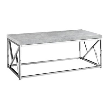 TABLE BASSE - CIMENT GRIS ET MÉTAL CHROMÉ