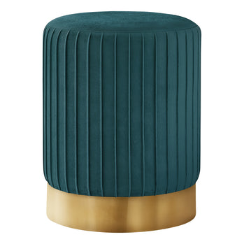 POUF - VELOURS TURQUOISE / SOCLE MÉTAL DORÉ