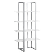 BIBLIOTHÈQUE - 60"H / BLANC / METAL ARGENT