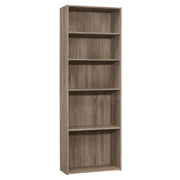 BIBLIOTHÈQUE - 72"H / TAUPE FONCÉ AVEC 5 TABLETTES