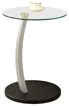 TABLE D'APPOINT - BOIS COURBÉ NOIR / ARGENT AVEC VERRE TREMPÉ