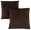 COUSSIN - 18"X 18" / VELOURS MOSAIQUE BRUN FONCE / 2PCS