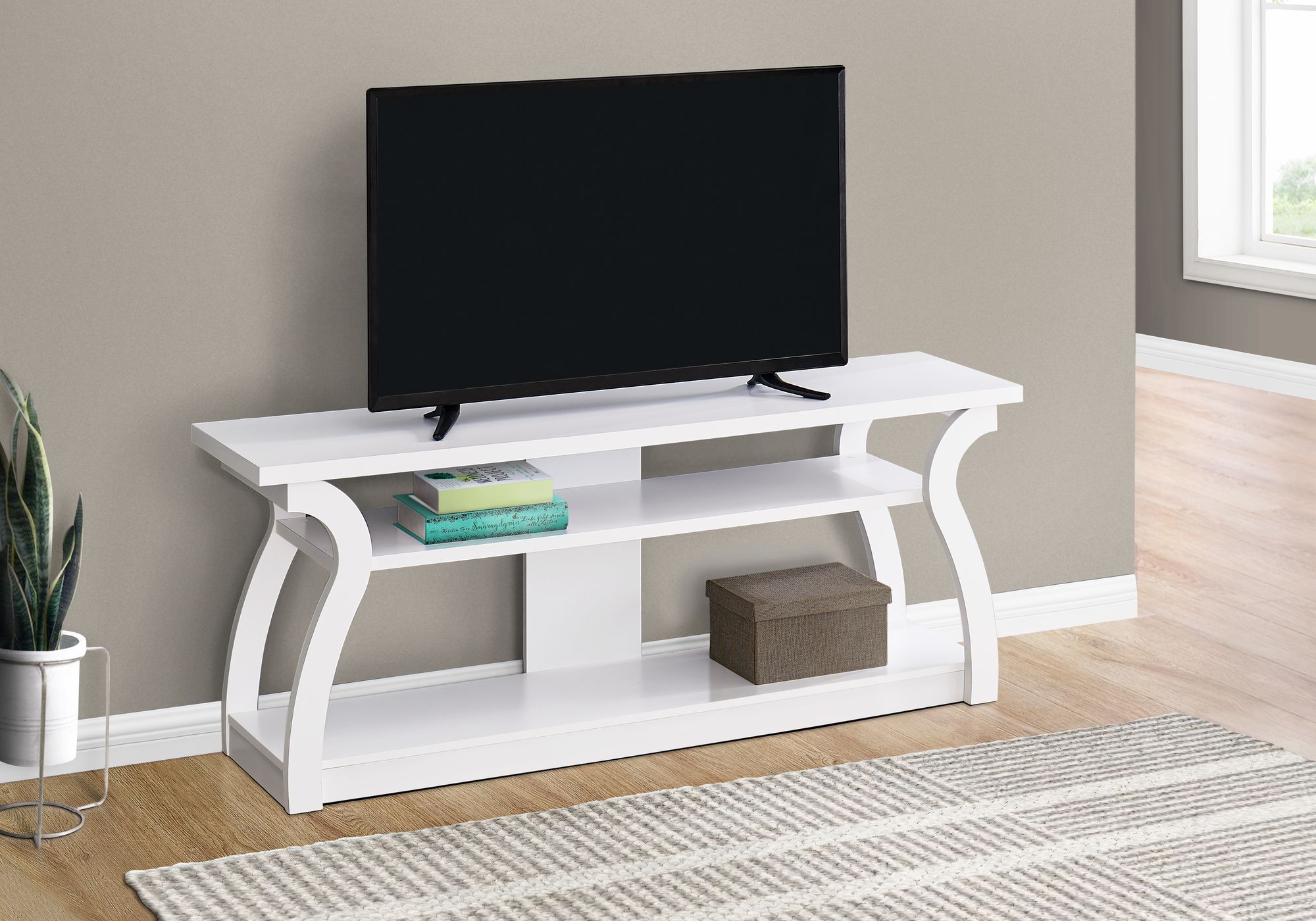 MEUBLE TV /  - 60"L / BLANC / White color Tv Stand