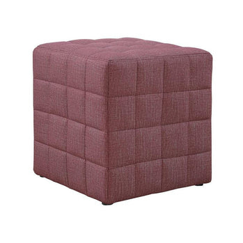 POUF - TISSU ASPECT LIN ROUGE CLAIR