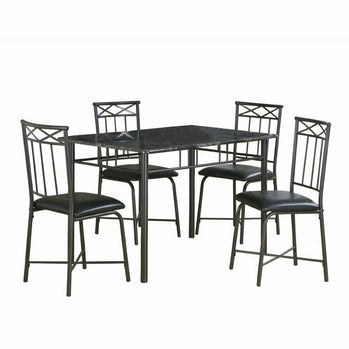 ENSEMBLE A DÎNER - ENSEMBLE 5PCS / MARBRE GRIS / METAL ANTHRACITE 