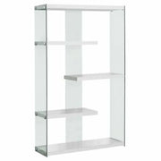 Bibliothèque Zigzag 60" : Blanc Brillant et Verre Trempé
