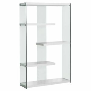 Bibliothèque Zigzag 60" : Blanc Brillant et Verre Trempé
