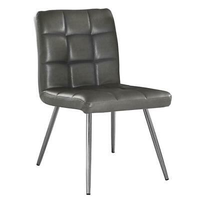 CHAISE DE SALLE A MANGER - 2PCS / 32"H / SIMILI-CUIR GRIS / CHROME
