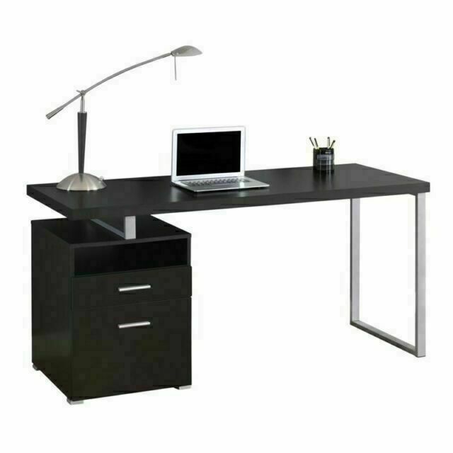 BUREAU D'ORDINATEUR - 60"L / ESPRESSO / METAL ARGENT